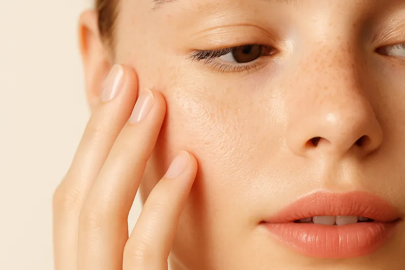 Editorial study of a cheek and jaw in cool north light, even and restrained in palette