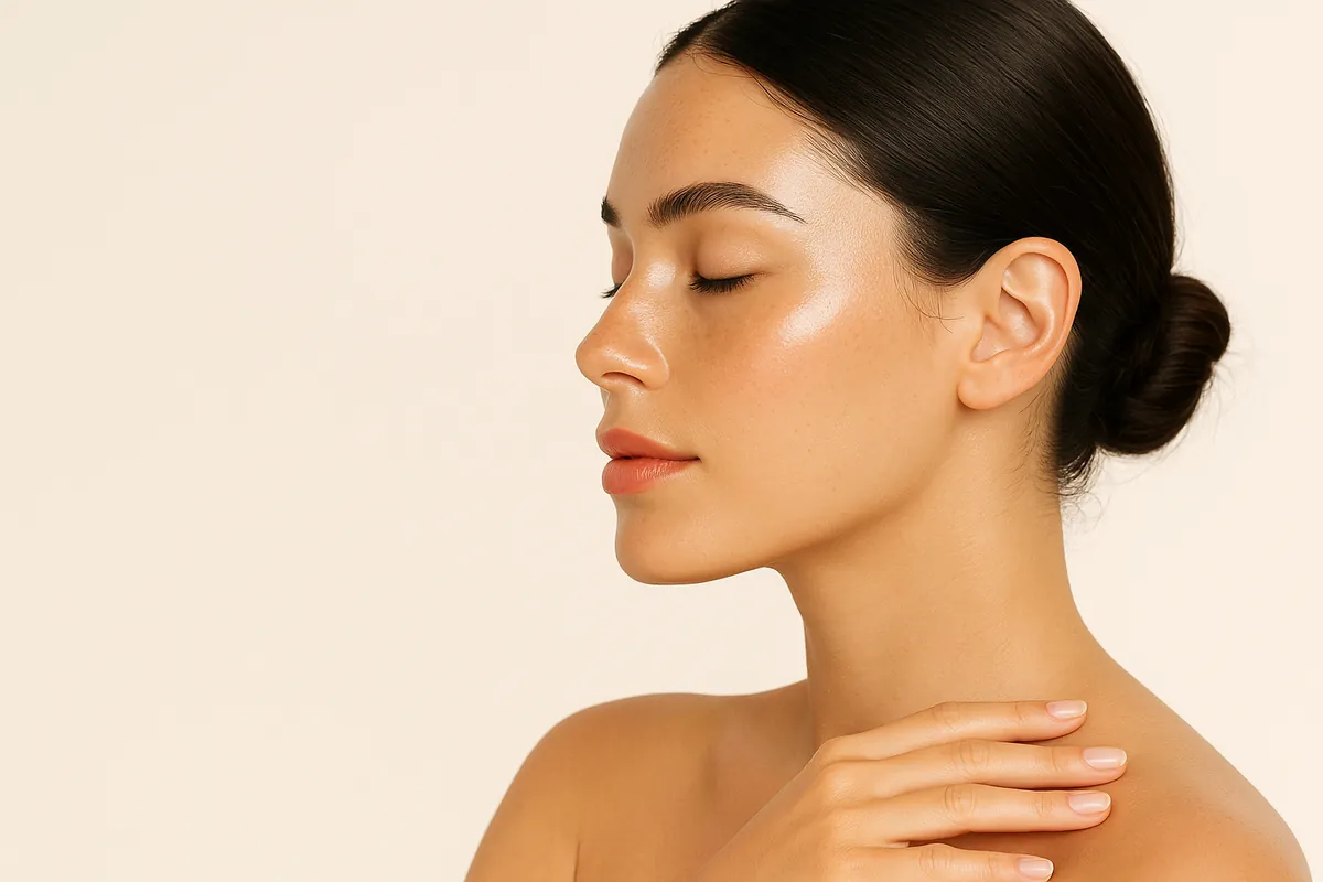 Beauty editorial profile with glowing skin, the look the clinic's treatment planning works toward