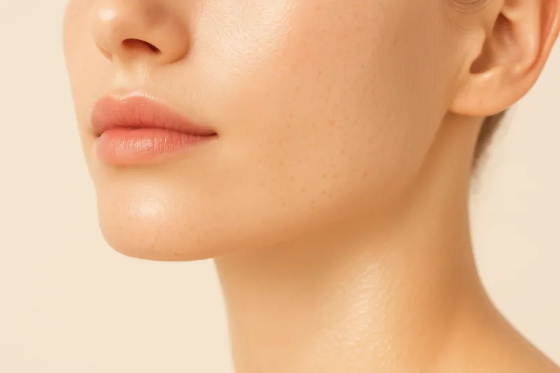 Editorial profile study of a jawline lit from behind, the line of the mandible and the soft tissue along it in relief