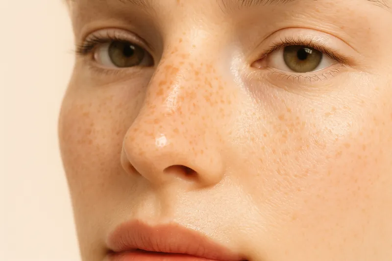 Editorial profile of a nose against a lit plaster wall, the shape of the bridge and tip thrown as a shadow