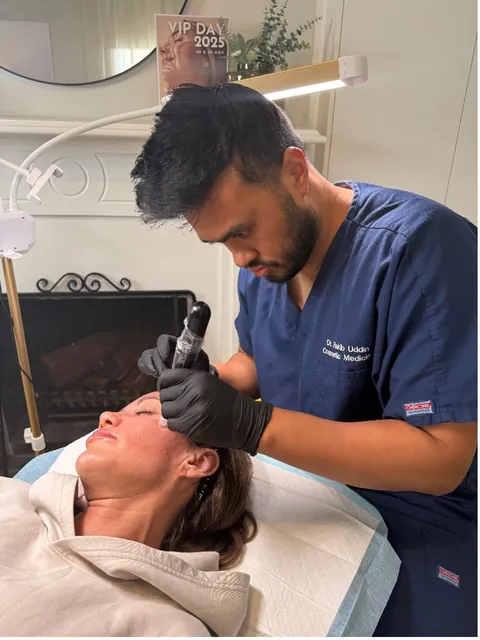 Brow area treatment in progress at Aesthetic Doctors Australia