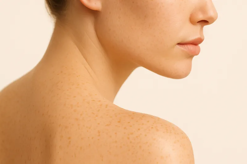 Editorial study of a neck and the slope of a shoulder from behind, the line across the trapezius described in raking light