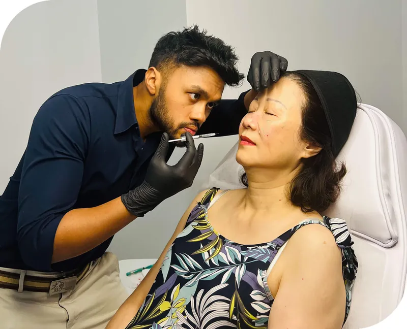 Non-surgical nose treatment in progress at the clinic